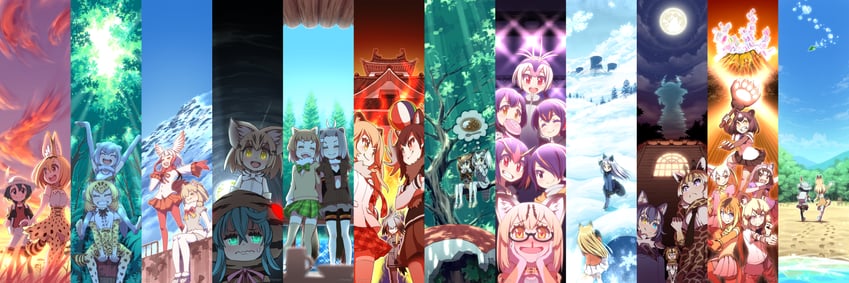 serval, kaban, common raccoon, fennec, shoebill, and 27 more (kemono friends) drawn by shapoco