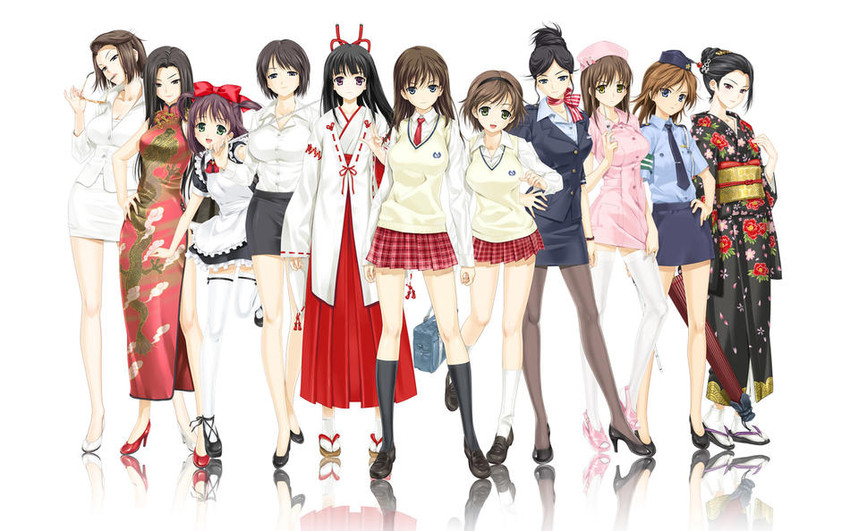 iseshima aya, honma natsume, hiroishi rin, daimonji emi, kakisaki rei, and 6 more (zettai shougeki) drawn by happoubi_jin