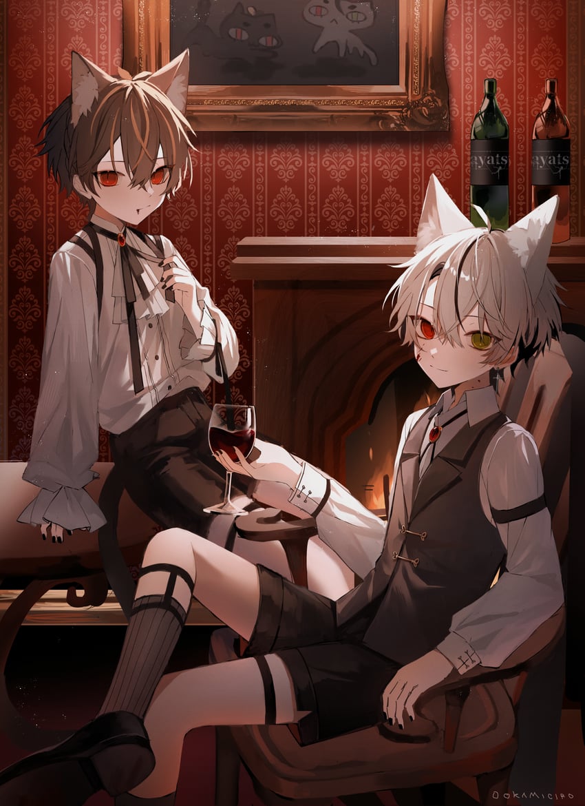 otozuki teru and ookami ciro (indie virtual youtuber) drawn by ookami_ciro