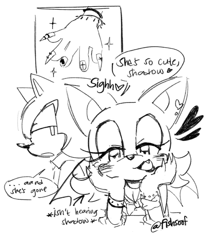 shadow the hedgehog and rouge the bat (sonic) drawn by fishsoof