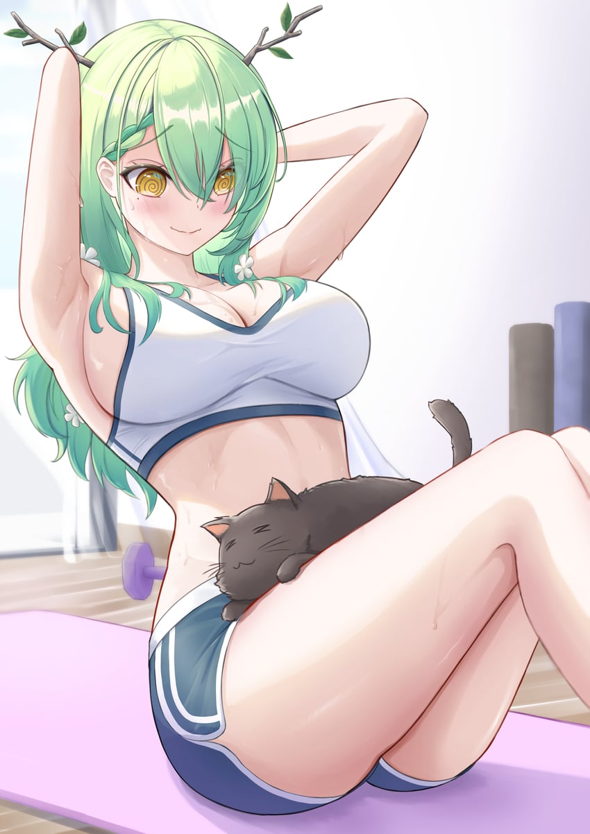 ceres fauna and snail (hololive and 1 more) drawn by almonxtea