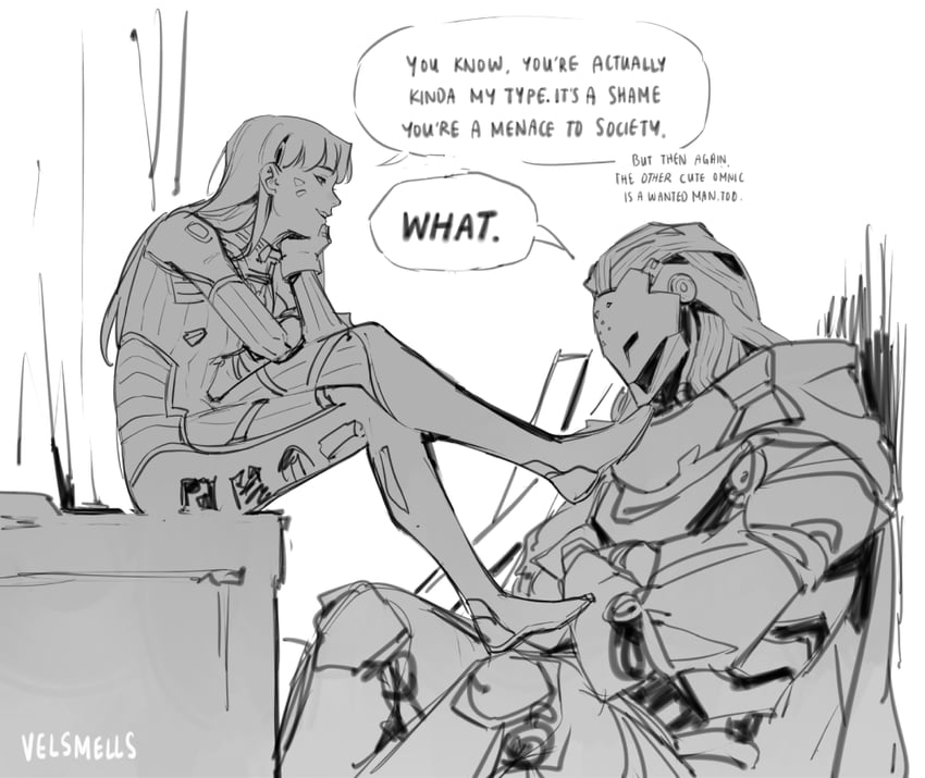 d.va and ramattra (overwatch and 1 more) drawn by velinxi