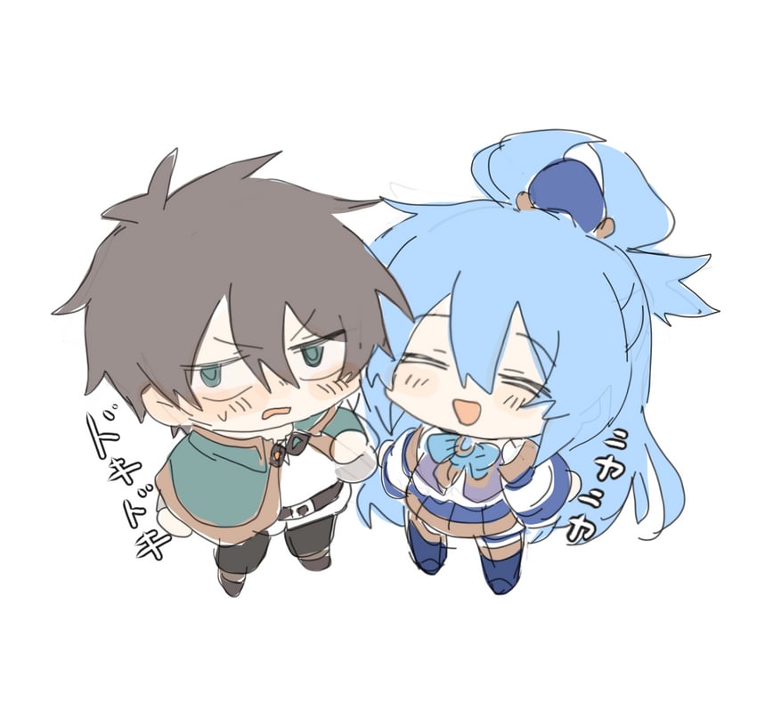 aqua and satou kazuma (kono subarashii sekai ni shukufuku wo!) drawn by pekeheihou