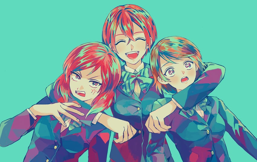nishikino maki, hoshizora rin, and koizumi hanayo (love live! and 1 more) drawn by sharp911