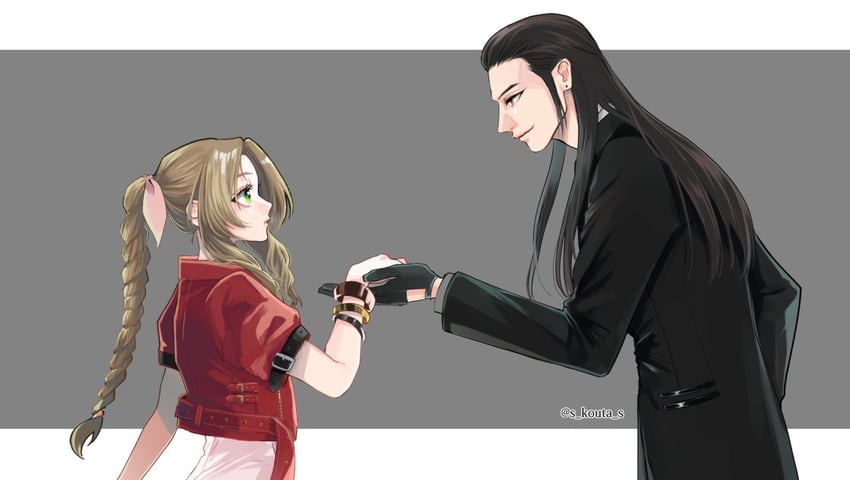 aerith gainsborough and tseng (final fantasy and 2 more) drawn by s_kouta_s