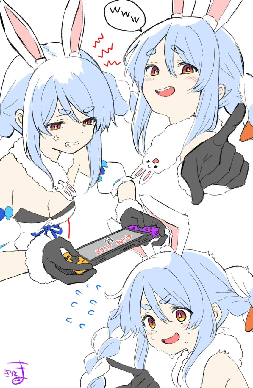 usada pekora and don-chan (hololive) drawn by kiritoma