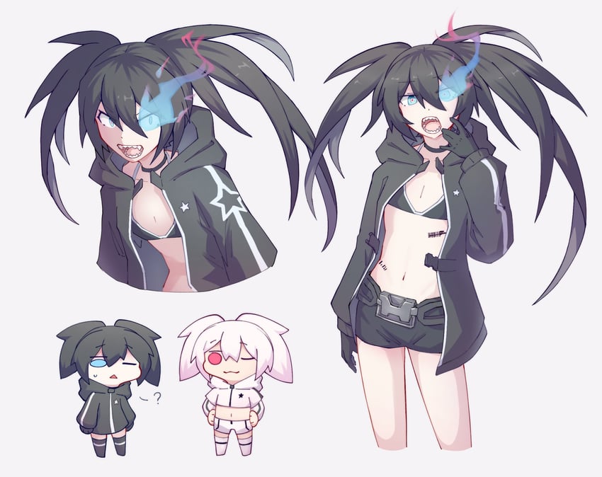 black rock shooter and white rock shooter (black rock shooter) drawn by mehyuew39