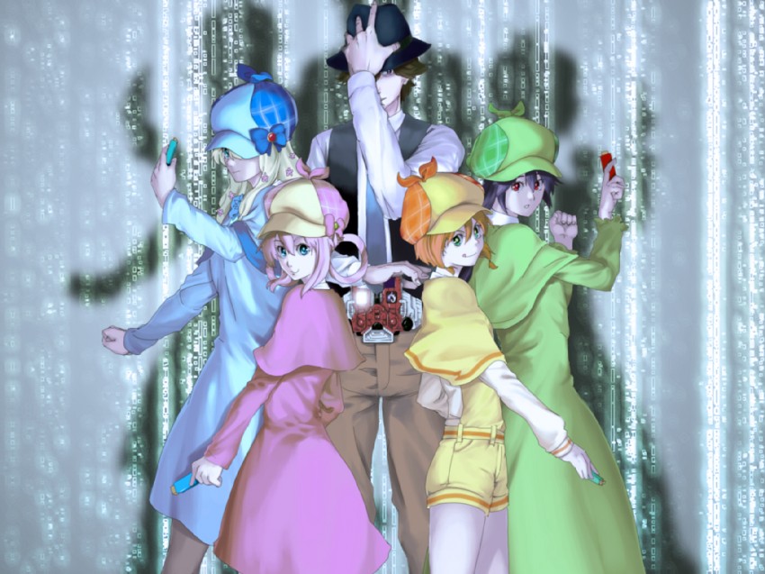 sherlock shellingford, hercule barton, cordelia glauca, yuzurizaki nero, and hidari shoutarou (kamen rider and 2 more) drawn by galbi_(iouytuuyio)