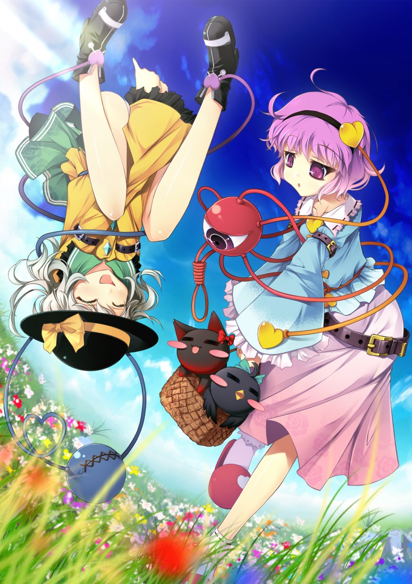 komeiji koishi, komeiji satori, kaenbyou rin, and reiuji utsuho (touhou) drawn by chima_q