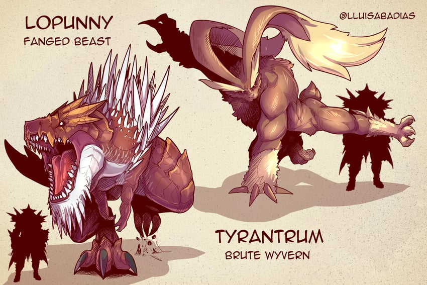 lopunny and tyrantrum (pokemon and 1 more) drawn by lluisabadias