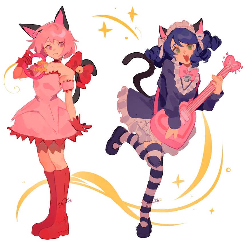 cyan, momomiya ichigo, and mew ichigo (show by rock!! and 1 more) drawn by mararu