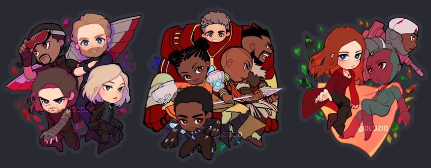 steve rogers, captain america, bucky barnes, winter soldier, wanda maximoff, and 14 more (marvel and 3 more) drawn by hikazio