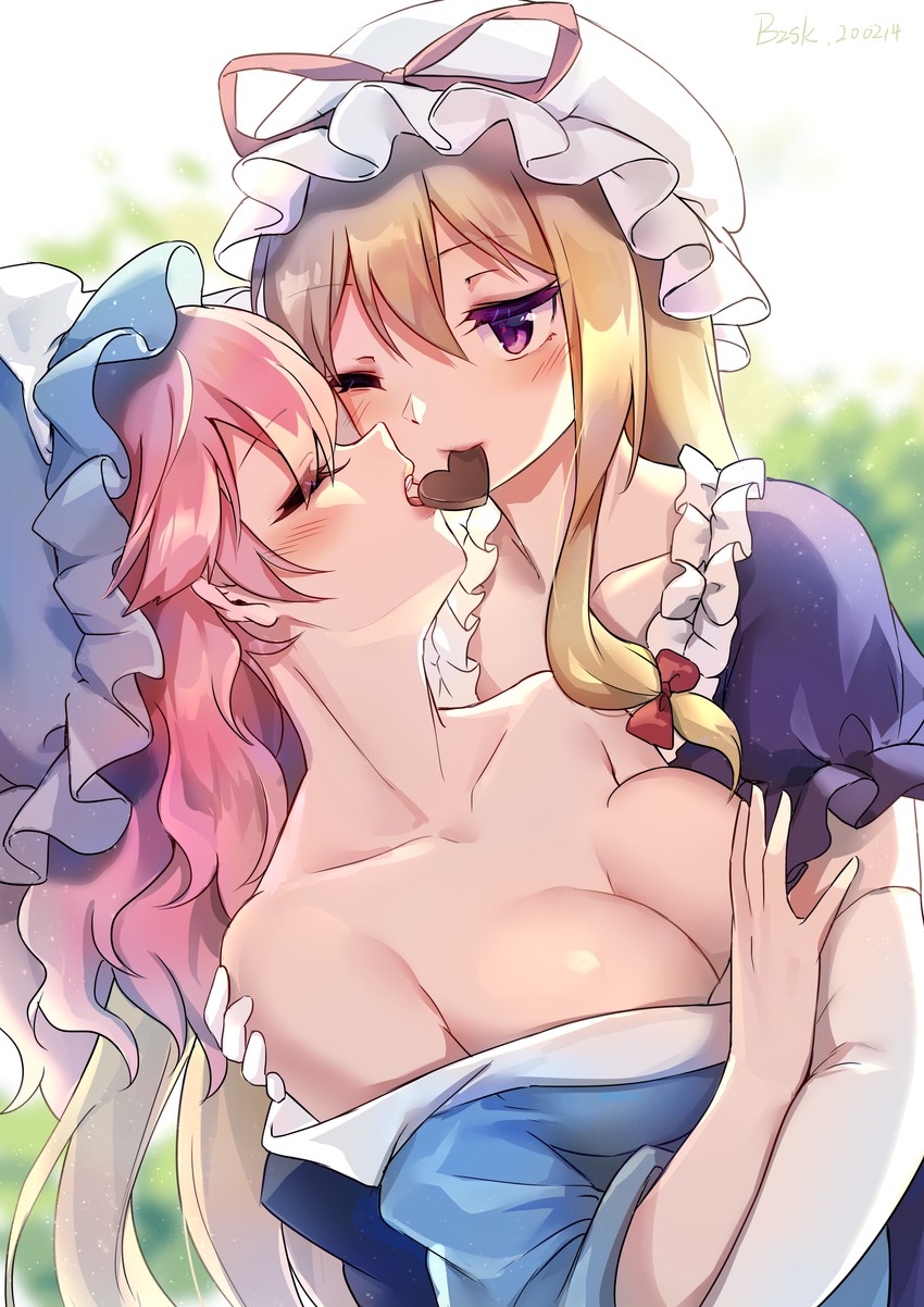 yakumo yukari and saigyouji yuyuko (touhou) drawn by baozishark