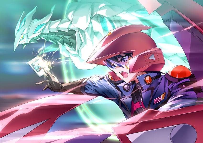 fudo yusei and shooting star dragon (yu-gi-oh! and 1 more) drawn by tsuezu