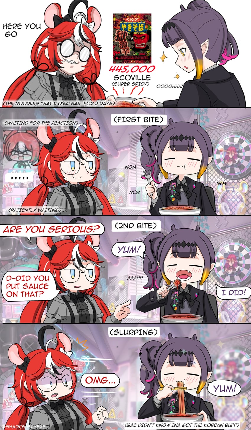 ninomae ina'nis, hakos baelz, and irys (hololive and 1 more) drawn by shadowsky_exe
