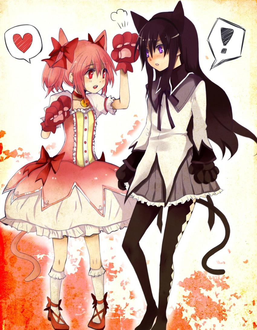 akemi homura and kaname madoka (mahou shoujo madoka magica) drawn by hagino_makoto
