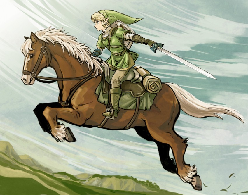 link and epona (the legend of zelda and 1 more) drawn by hakobe_(ichiru)