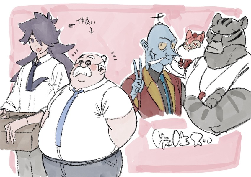fengxi, jiulao, hua hu, min xiang, and fu xiansheng (luo xiaohei zhanji) drawn by gihuta_hiroshi