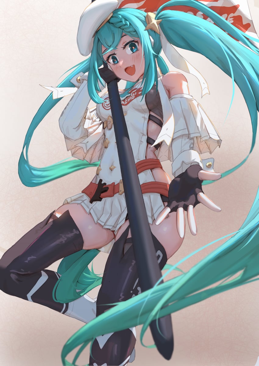 hatsune miku and racing miku (vocaloid and 1 more) drawn by asuka-w