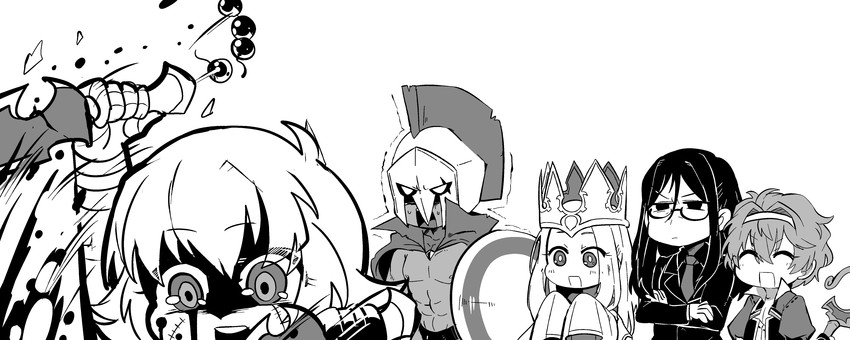 jack the ripper, waver velvet, ibaraki douji, irisviel von einzbern, lord el-melloi ii, and 2 more (fate and 4 more) drawn by sa_nu