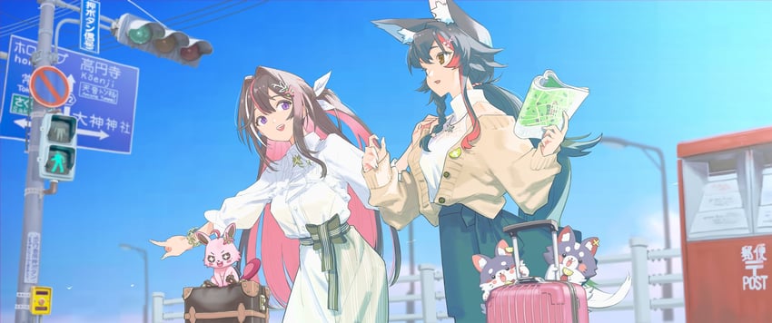 ookami mio, azki, miofa, and pioneer (hololive) drawn by tamo_(gaikogaigaiko)