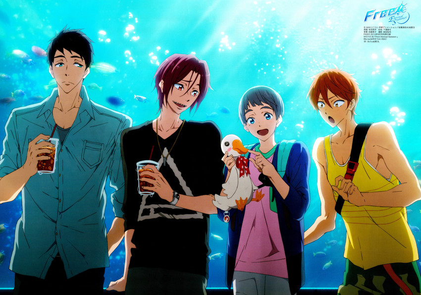 matsuoka rin, yamazaki sousuke, nitori aiichirou, and mikoshiba momotarou (free!) drawn by muta_ryouhei