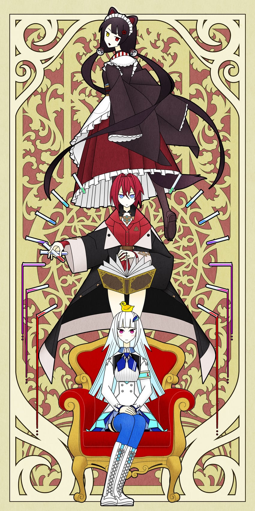 lize helesta, ange katrina, inui toko, and sebastian piyodore (nijisanji) drawn by hinoyama_ena