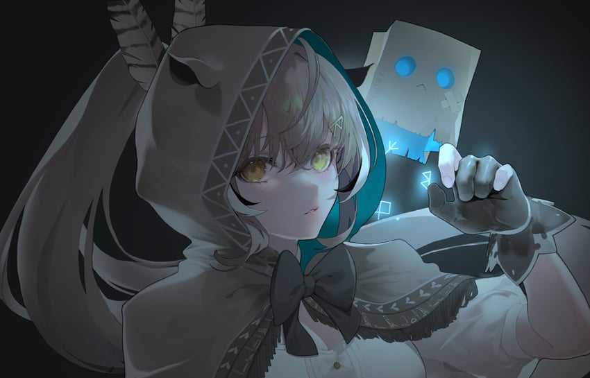 nanashi mumei and friend (hololive and 1 more) drawn by amejaga