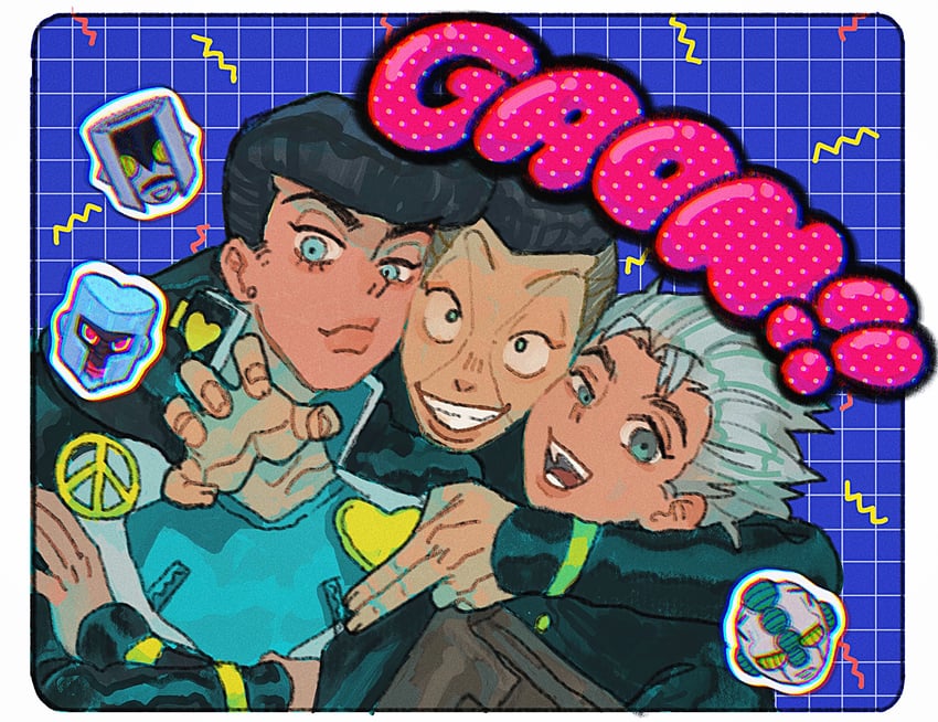 higashikata josuke, nijimura okuyasu, crazy diamond, echoes, and the hand (jojo no kimyou na bouken and 1 more) drawn by t_0nd