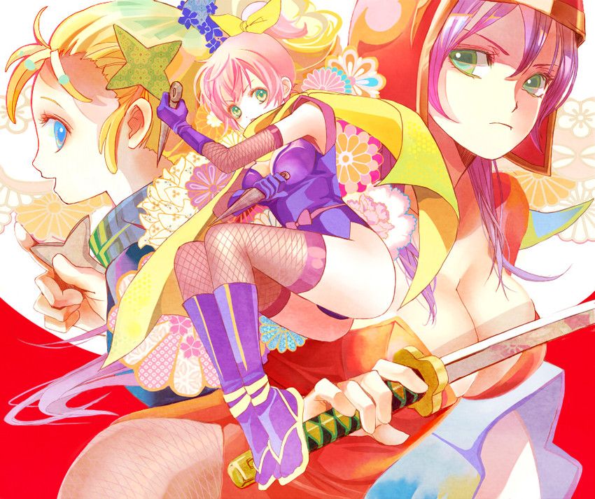 lenna charlotte tycoon, faris scherwiz, krile mayer baldesion, and ninja (final fantasy and 1 more) drawn by kiisa