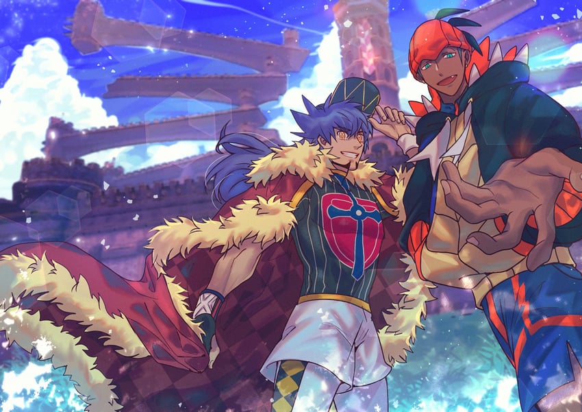 leon and raihan (pokemon and 1 more) drawn by chiyo_(miichiyochin)
