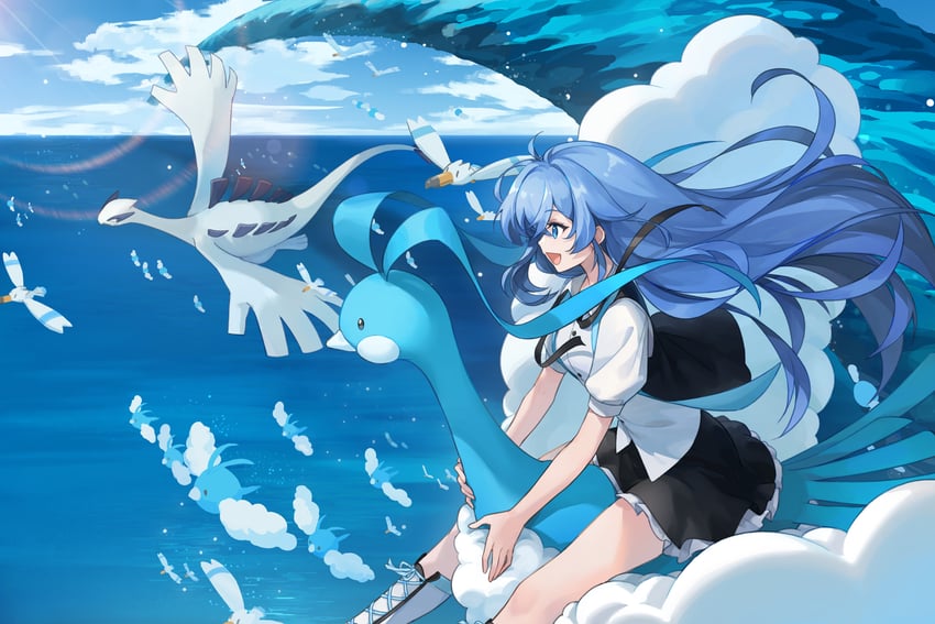 altaria, wingull, swablu, and lugia (original and 1 more) drawn by shine_cheese