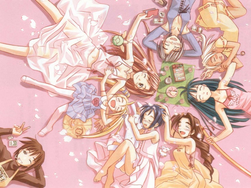 narusegawa naru, maehara shinobu, aoyama motoko, konno mitsune, kaolla su, and 3 more (love hina) drawn by akamatsu_ken