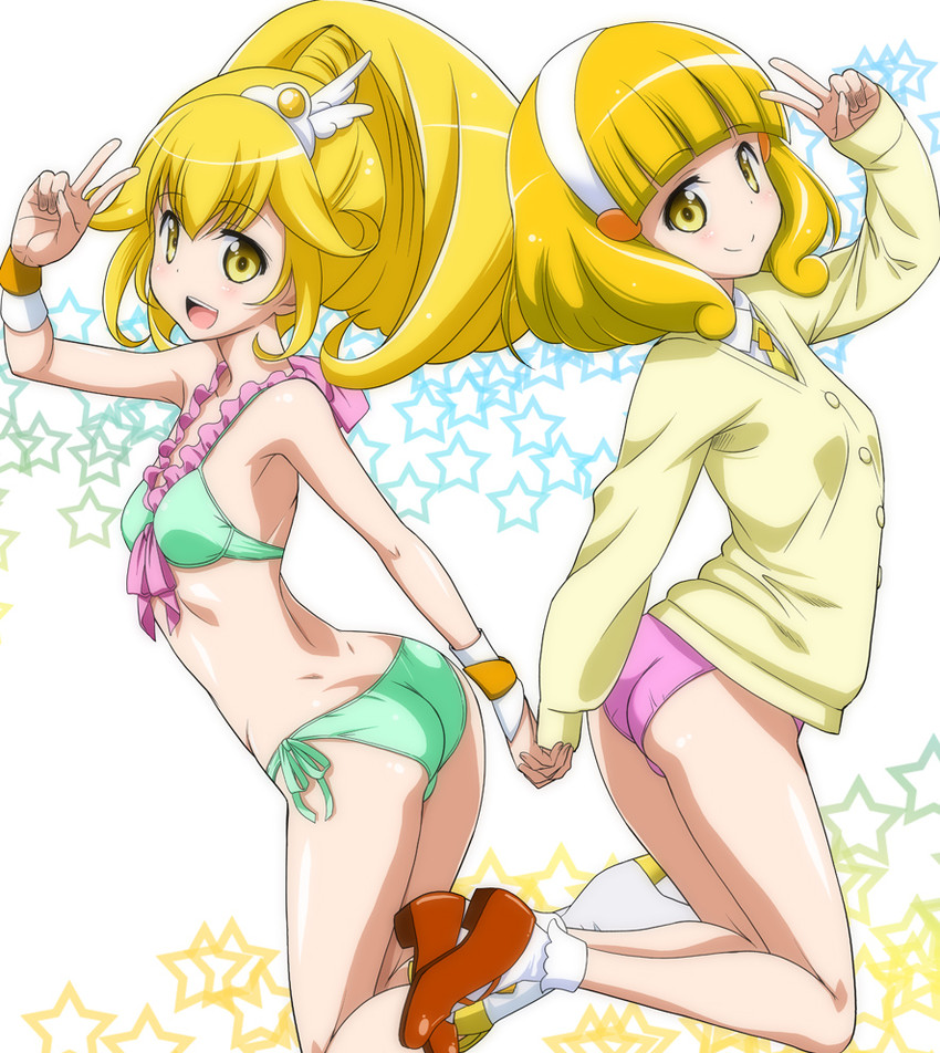 kise yayoi and cure peace (precure and 1 more) drawn by marugoshi_teppei