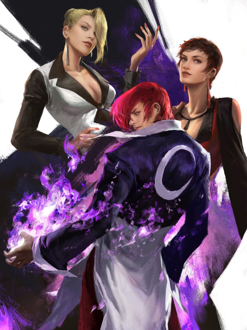 yagami iori, vice, and mature (the king of fighters) drawn by mazert_young