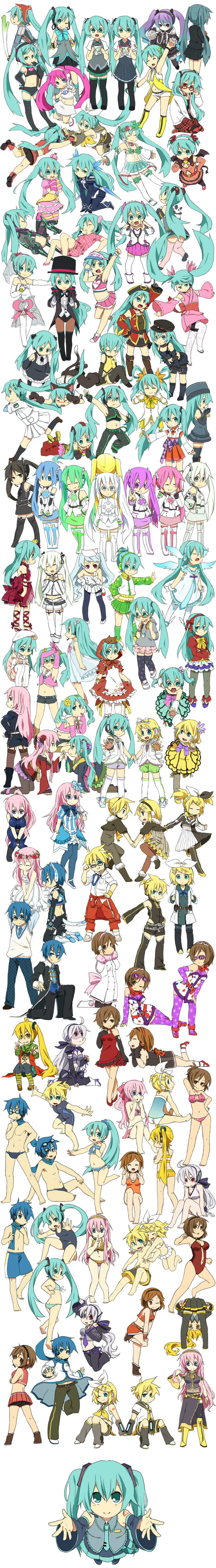 hatsune miku, kagamine rin, kagamine len, megurine luka, kaito, and 4 more (vocaloid and 1 more)
