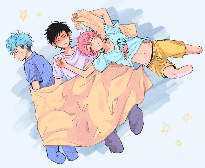 aizome kento, ashu yuuta, and kaneshiro goushi (b-project) drawn by p4cnoo
