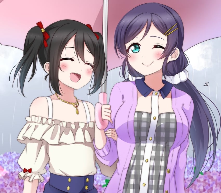 tojo nozomi and yazawa nico (love live! and 1 more) drawn by zero-theme