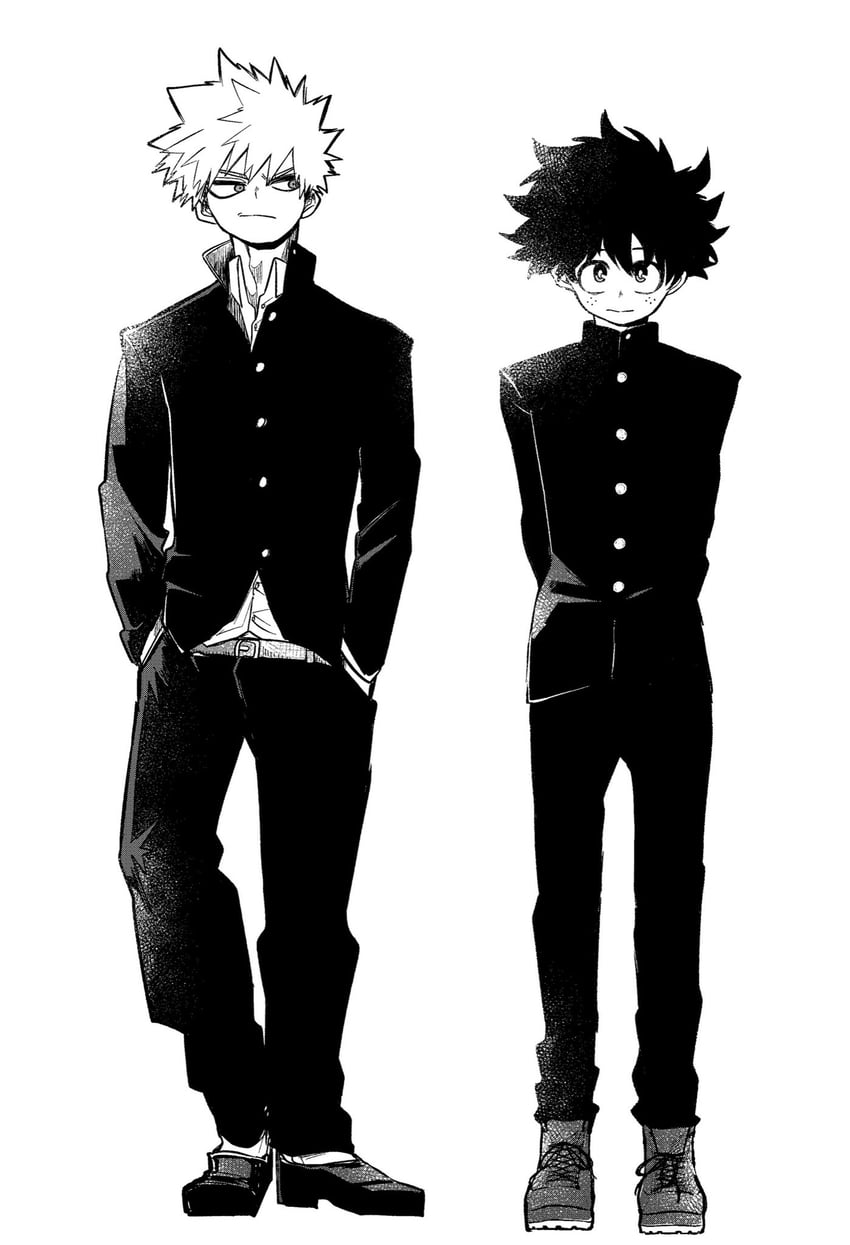 midoriya izuku and bakugou katsuki (boku no hero academia) drawn by pon_cafeofmilk