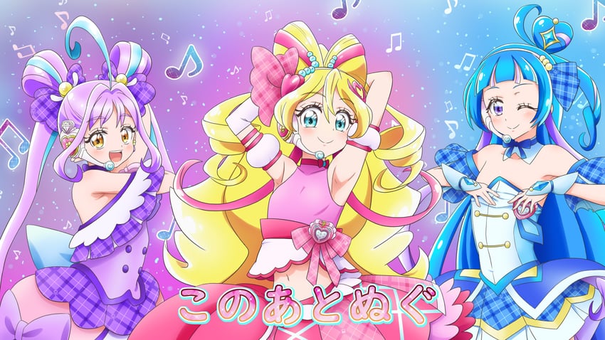 sakura uta, cure idol, shigure kokoro, aokaze nana, cure wink, and 1 more (precure and 1 more) drawn by mameshiba_(pixiv_59310)