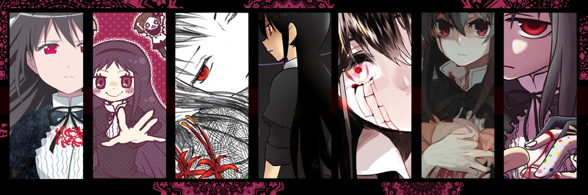 akemi homura and kaname madoka (mahou shoujo madoka magica and 1 more) drawn by amaiwashi