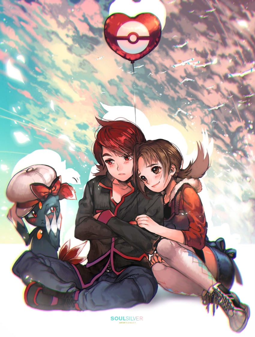 lyra, silver, wingull, and sneasel (pokemon and 1 more) drawn by kawacy