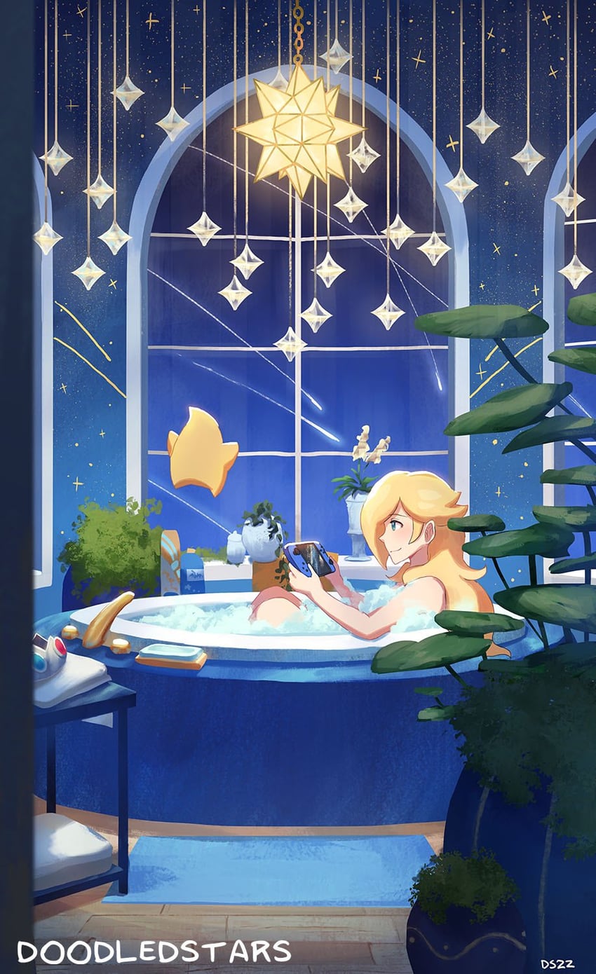 rosalina and luma (mario and 1 more) drawn by doodledstars