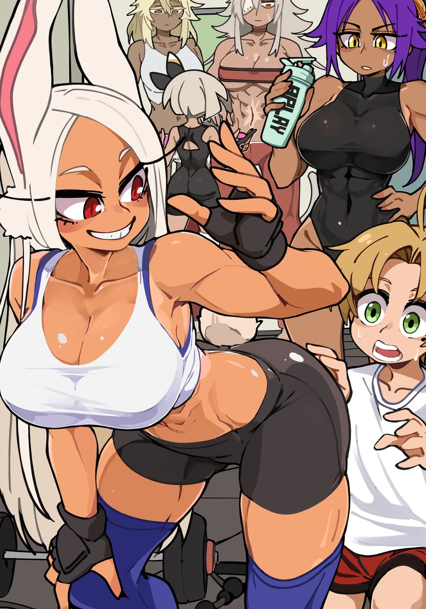 mirko, bea, shihouin yoruichi, ramlethal valentine, ghislaine dedoldia, and 1 more (pokemon and 6 more) drawn by bongfill