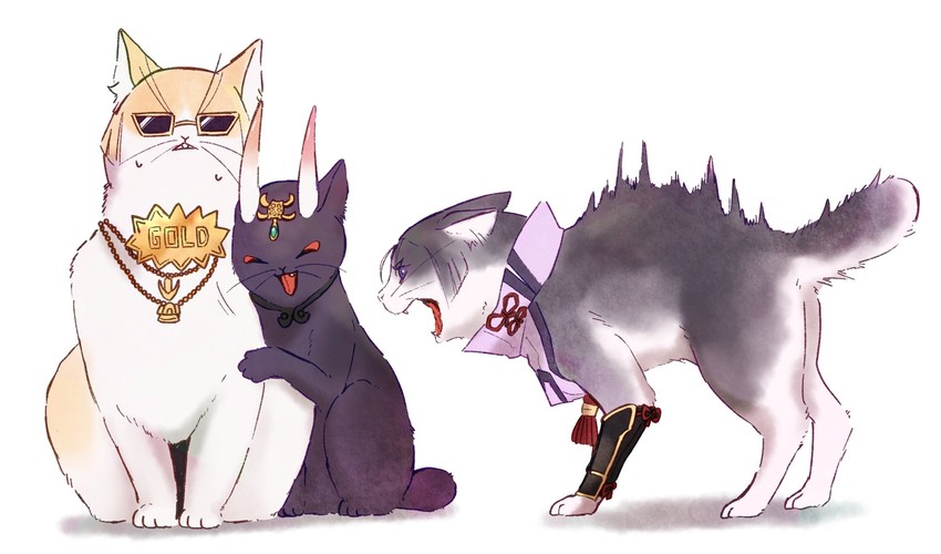shuten douji, minamoto no raikou, and sakata kintoki (fate and 1 more) drawn by yamano_udumi