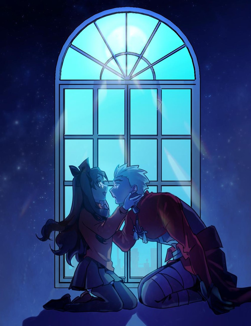 tohsaka rin and archer (fate and 1 more) drawn by redmin_0415