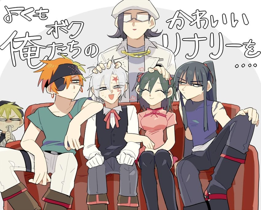 lenalee lee, allen walker, kanda yuu, lavi, komui lee, and 1 more (d.gray-man) drawn by xmori_6