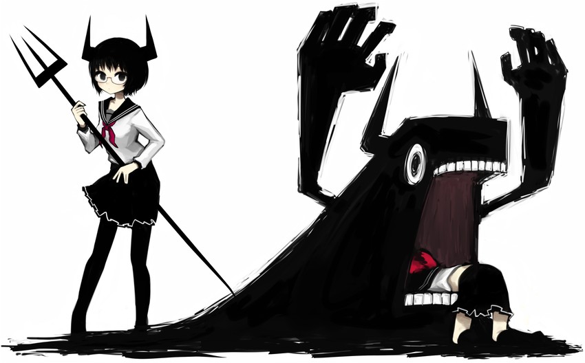 yami shoujo and kage shoujo (original) drawn by morina_nao