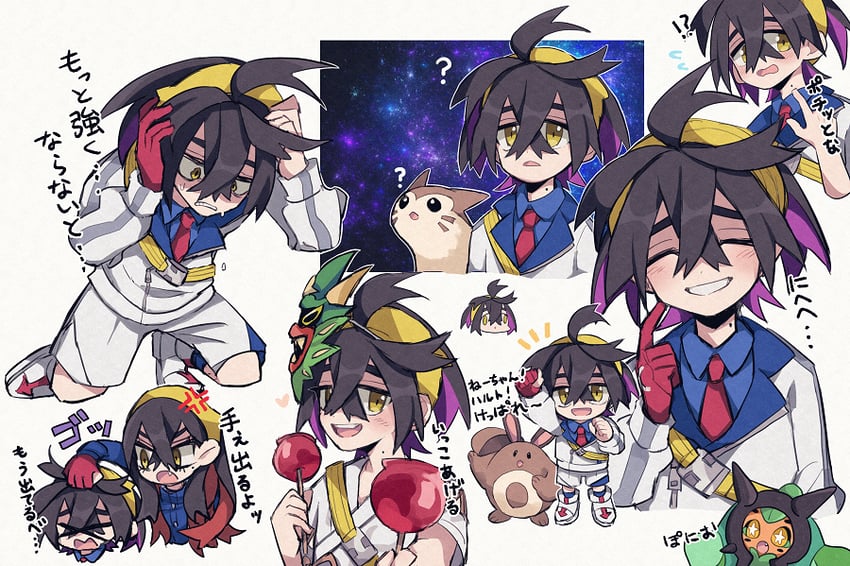 kieran, carmine, furret, ogerpon, and sentret (pokemon and 1 more) drawn by ttnoooo