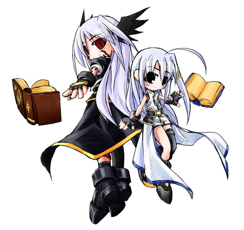 reinforce zwei, reinforce, tome of the night sky, and book of the azure sky (lyrical nanoha and 3 more) drawn by yuuka_(o.t.kingdom)